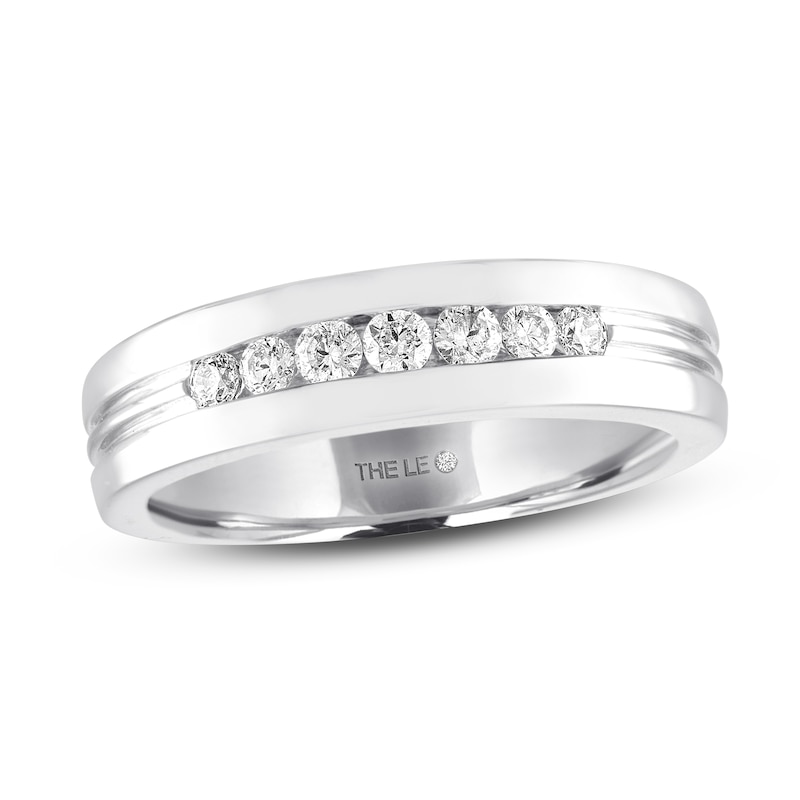 Main Image 1 of Previously Owned Men's THE LEO Diamond Wedding Band 1/3 ct tw Round-cut 14K White Gold