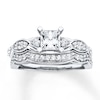 Thumbnail Image 1 of Previously Owned Diamond Bridal Set 1-1/4 ct tw Princess-cut 14K White Gold