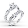 Thumbnail Image 2 of Previously Owned Diamond Bridal Set 1-1/4 ct tw Princess-cut 14K White Gold