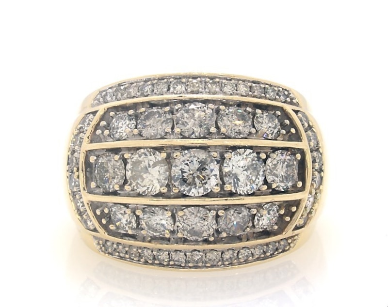 Main Image 1 of Previously Owned Men's Diamond Ring 3 ct tw Round-cut 10K Yellow Gold