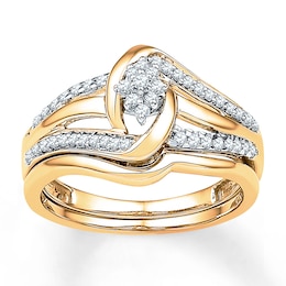 Previously Owned Diamond Bridal Set 1/4 ct tw Round-cut 10K Yellow Gold