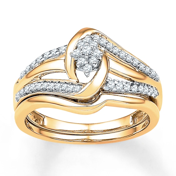 Previously Owned Diamond Bridal Set 1/4 ct tw Round-cut 10K Yellow Gold