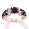 Thumbnail Image 1 of Previously Owned Round-Cut Black & White Diamond Engagement Ring 1 ct tw 10K Rose Gold Size 8