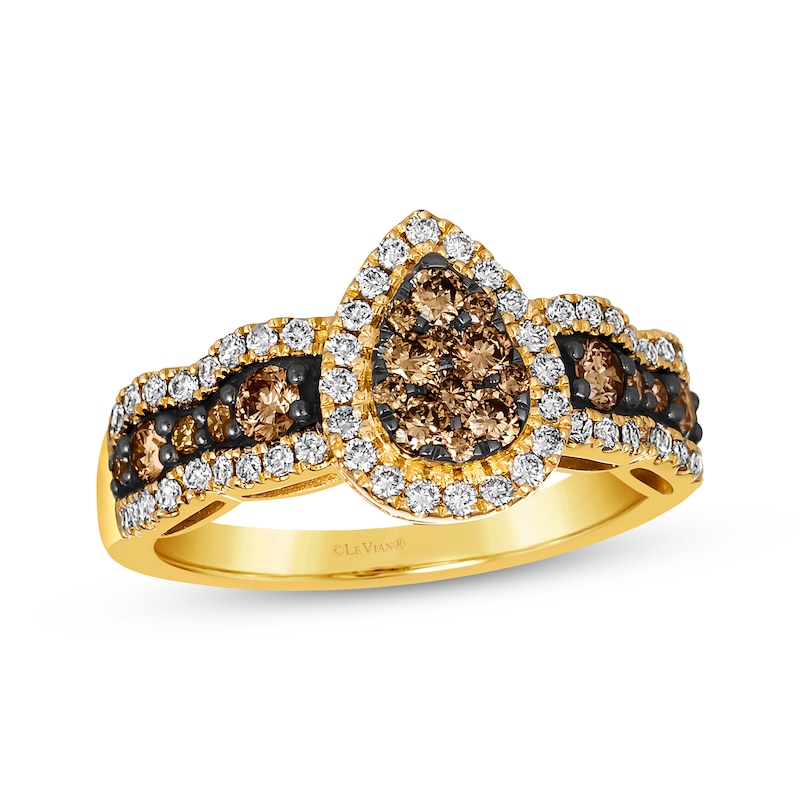 Main Image 1 of Previously Owned Le Vian Chocolate Waterfall Diamond Ring 1 ct tw 14K Honey Gold