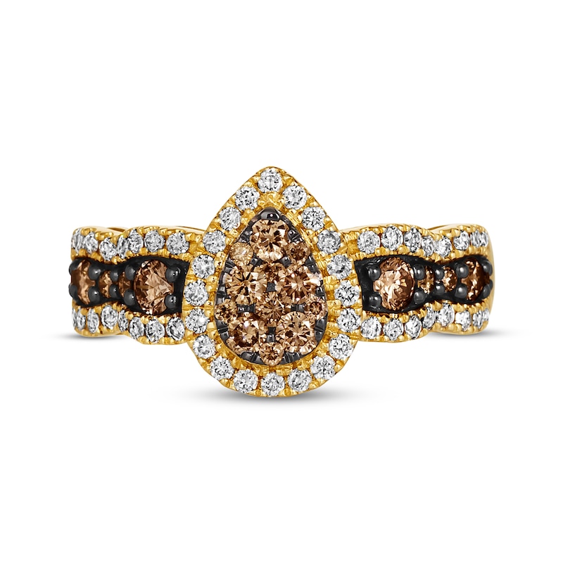 Main Image 4 of Previously Owned Le Vian Chocolate Waterfall Diamond Ring 1 ct tw 14K Honey Gold