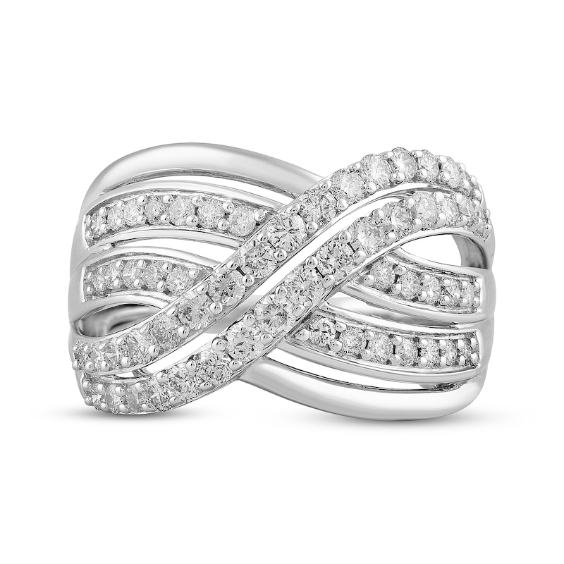 Main Image 3 of Previously Owned Diamond Crossover Wave Ring 1 ct tw 10K White Gold
