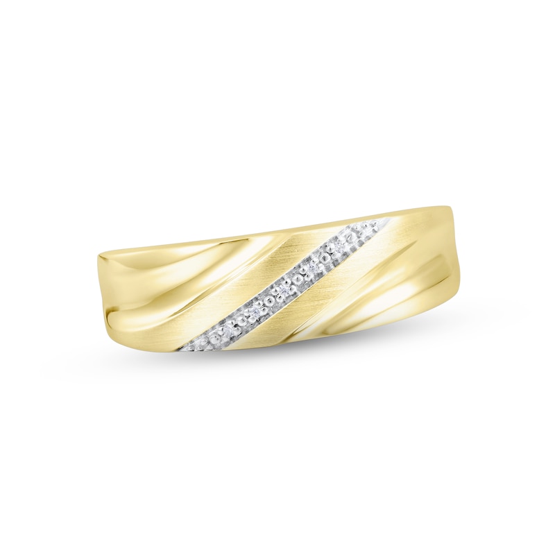 Main Image 1 of Previously Owned Men's Diamond Accent Wedding Band Round-cut 10K Yellow Gold