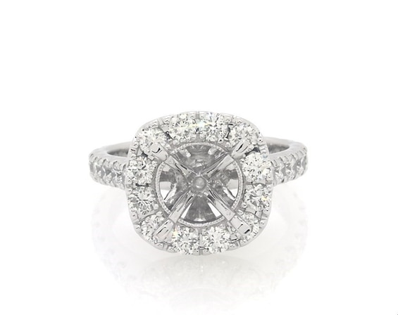 Previously Owned Neil Lane Round-Cut Diamond Halo Engagement Ring Setting 1-1/4 ct tw 14K White Gold Size 5