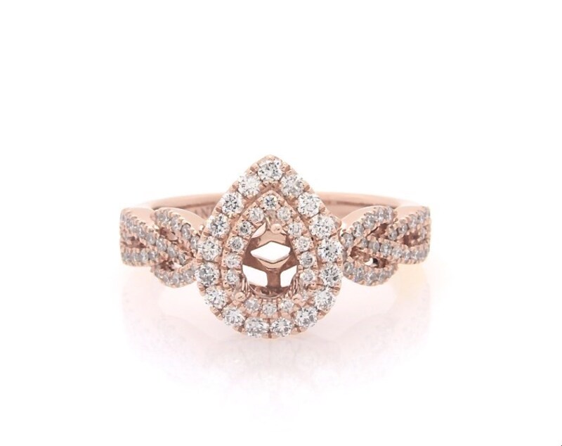 Main Image 1 of Previously Owned Neil Lane Diamond Double Halo Engagement Ring Setting 1/2 ct tw 14K Rose Gold Size 5.5