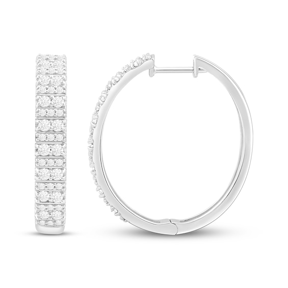 Previously Owned Diamond Multi-Row Hoop Earrings 1 ct tw 10K White Gold