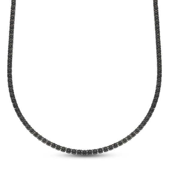 Previously Owned Men's Black Diamond Necklace 8 ct tw Round-cut Sterling Silver 20"