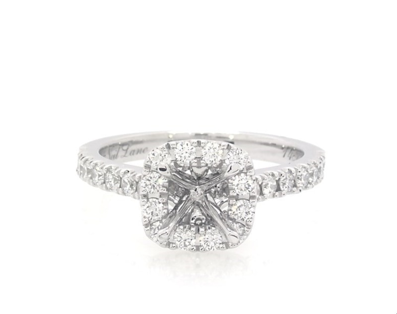 Main Image 1 of Previously Owned Neil Lane Diamond Cushion Halo Engagement Ring Setting 5/8 ct tw 14K White Gold Size 8