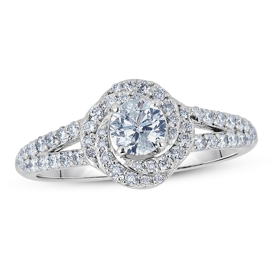 Previously Owned Diamond Engagement Ring 7/8 ct tw Round-cut 14K White Gold