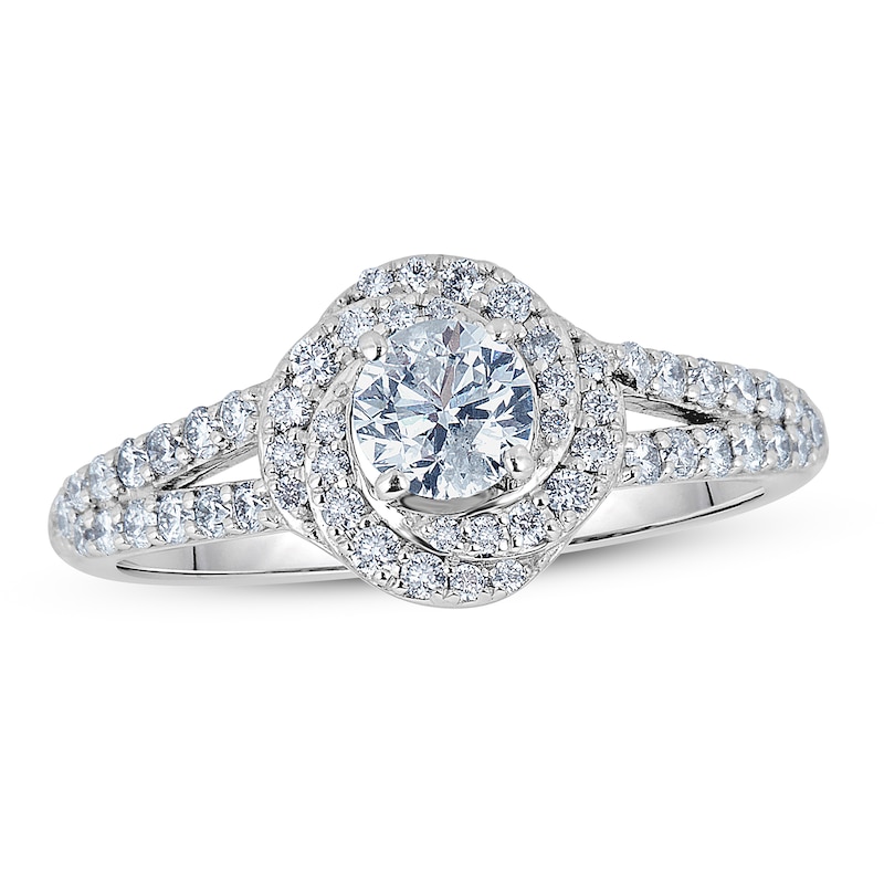 Main Image 1 of Previously Owned Diamond Engagement Ring 7/8 ct tw Round-cut 14K White Gold