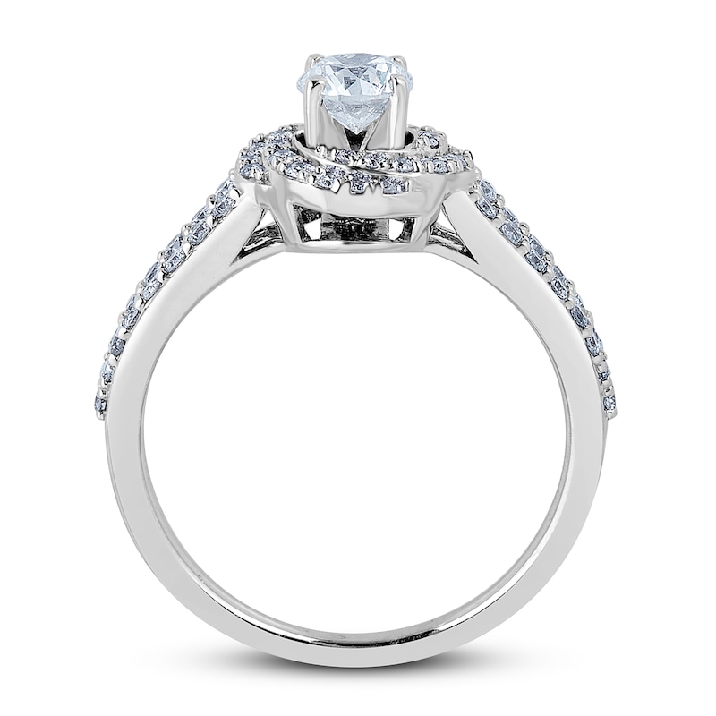 Main Image 2 of Previously Owned Diamond Engagement Ring 7/8 ct tw Round-cut 14K White Gold