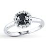 Thumbnail Image 1 of Previously Owned Round-Cut Black & White Diamond Halo Engagement Ring 1 ct tw 10K White Gold Size 9