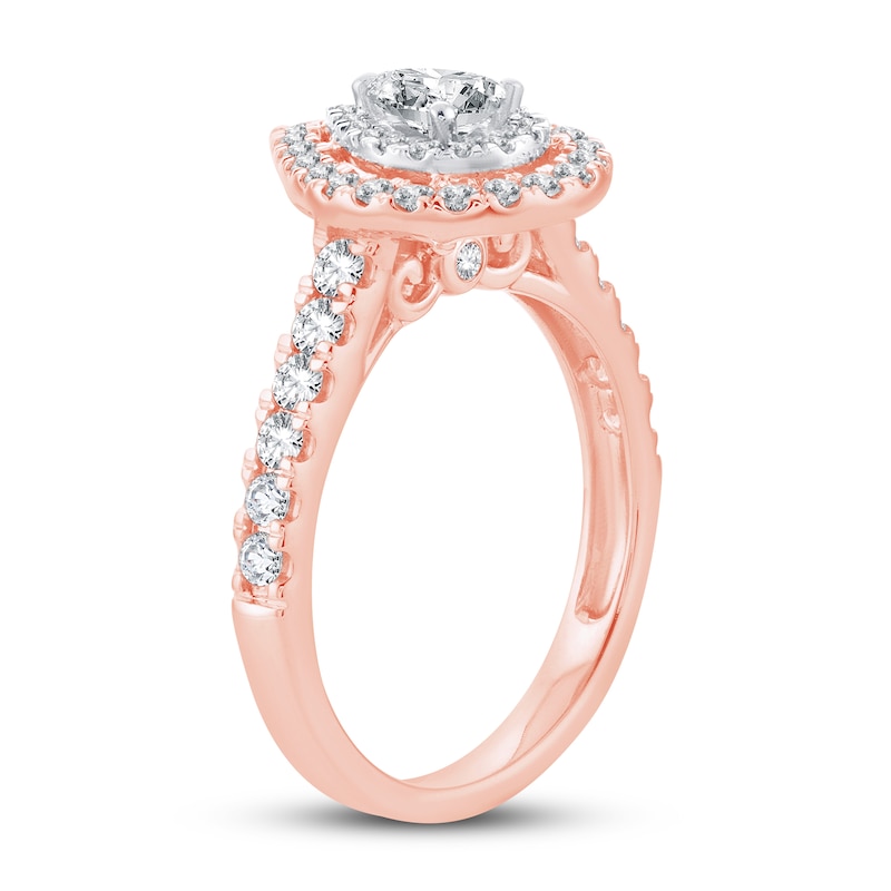 Main Image 2 of Previously Owned Diamond Engagement Ring 1 ct tw Pear & Round 14K Rose Gold