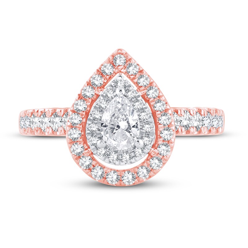 Main Image 3 of Previously Owned Diamond Engagement Ring 1 ct tw Pear & Round 14K Rose Gold