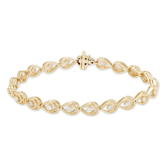 Previously Owned Love Entwined Diamond Bracelet 1 ct tw Round-cut 10K Yellow Gold 7"