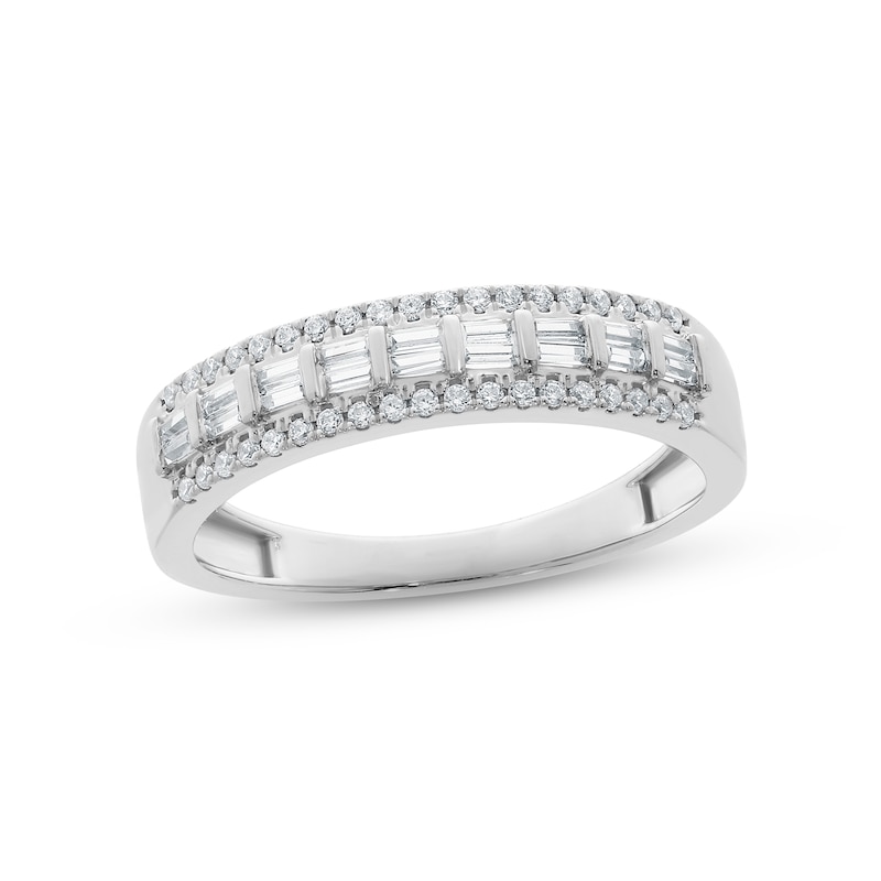 Main Image 1 of Previously Owned Diamond Ring 1/3 ct tw Baguette & Round-cut 10K White Gold