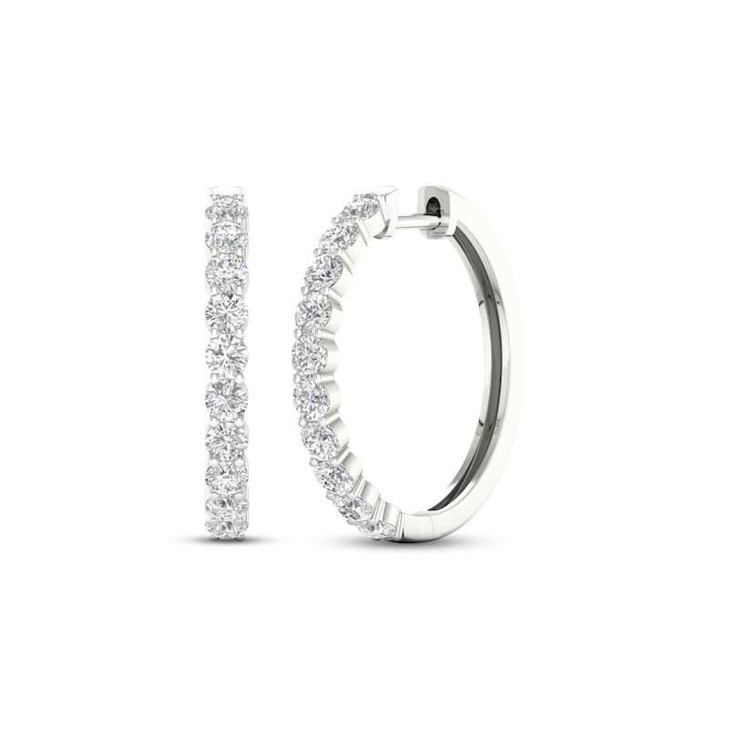 Main Image 1 of Previously Owned KAY Lab-Grown Diamonds Hoop Earrings 2 ct tw Round-Cut 14K White Gold