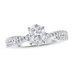 Previously Owned Lab-Grown Diamonds Oval-Cut Engagement Ring 1-1/4 ct tw 14K White Gold