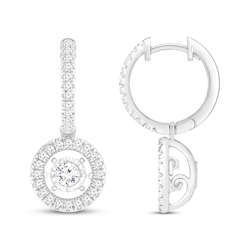 Previously Owned Unstoppable Love Lab-Created Diamond Dangle Hoop Earrings 1 ct tw 14K White Gold