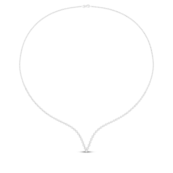 Previously Owned KAY Lab-Grown Diamonds Chevron Riviera Necklace 3 ct tw 14K White Gold 17"