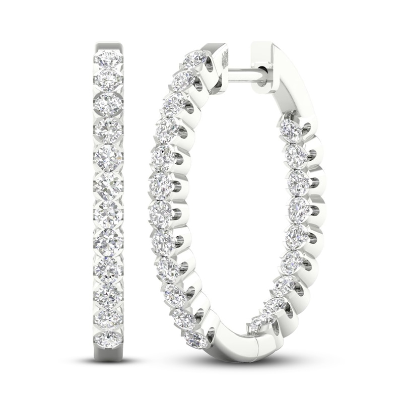 Main Image 1 of Previously Owned KAY Lab-Grown Diamonds Hoop Earrings 1-1/2 ct tw 14K White Gold