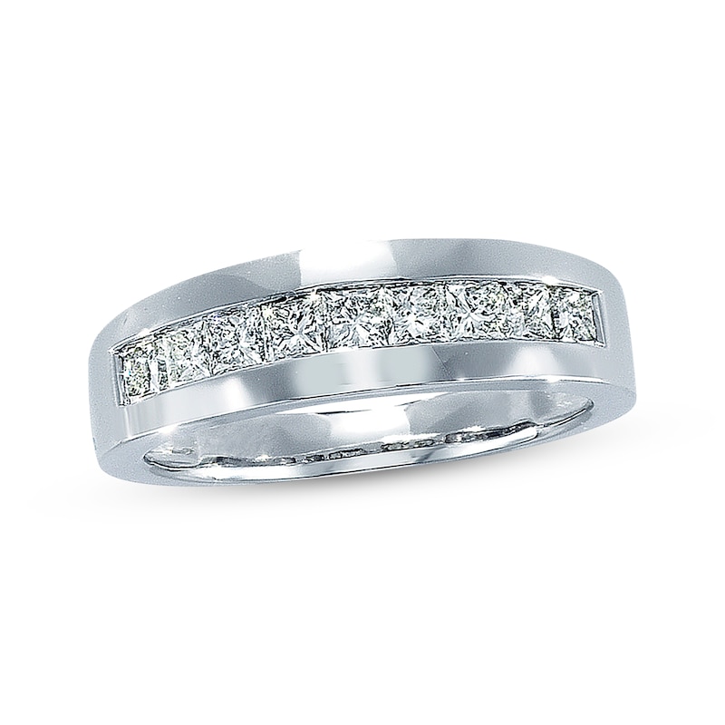 Main Image 1 of Previously Owned Men's Diamond Wedding Band 1-1/2 ct tw Square-cut 14K White Gold