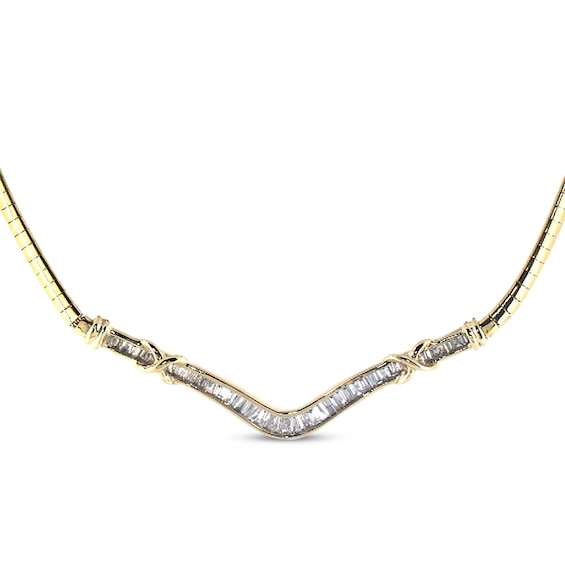 Previously Owned Baguette-Cut Diamond Omega Chain Necklace 3/4 ct tw 14K Yellow Gold