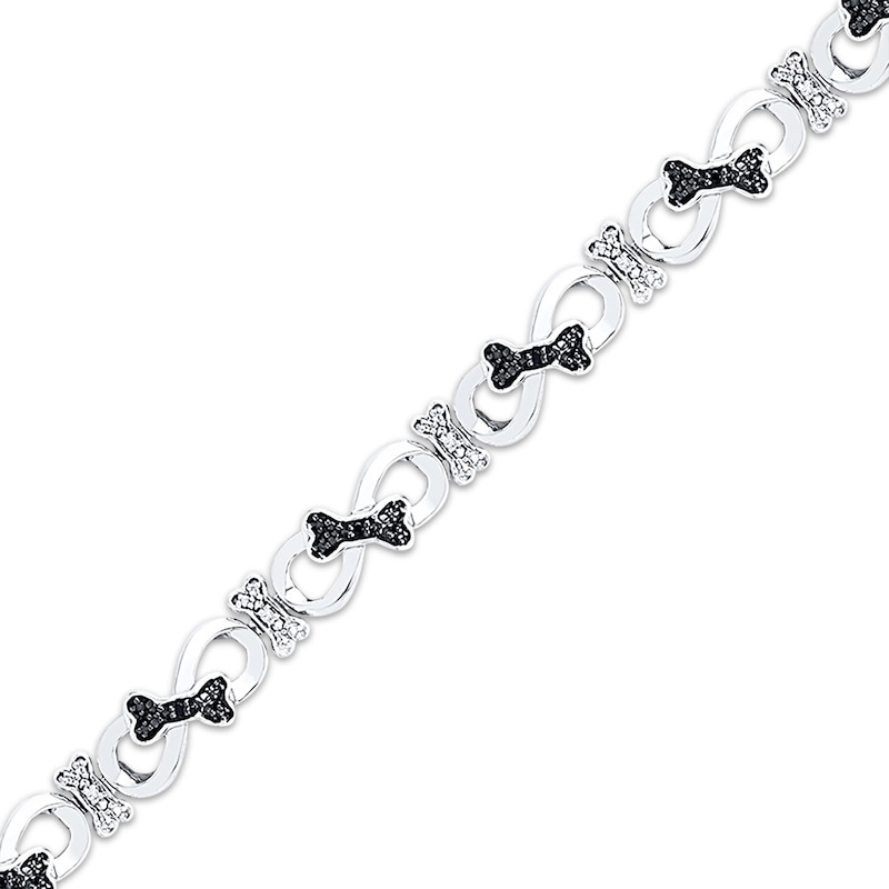 Main Image 1 of Previously Owned Dog Bone Bracelet 1/15 ct tw Diamonds Sterling Silver 7.5"