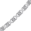 Thumbnail Image 2 of Previously Owned Diamond Flower Bracelet 1/10 ct tw Round-cut Sterling Silver 7.5&quot;