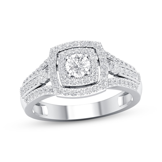 Previously Owned Diamond Engagement Ring 3/8 ct tw Round-cut 10K White Gold Size 7