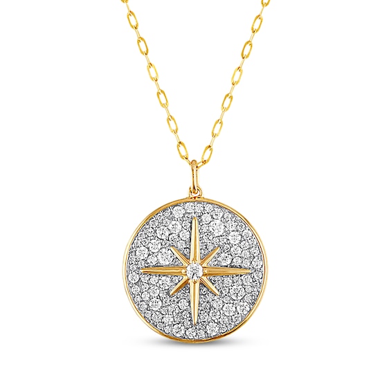 Previously Owned Diamond Star Necklace 1-1/2 ct tw Round-cut 14K Yellow Gold 30"