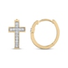 Thumbnail Image 3 of Previously Owned Men's Diamond Cross Huggie Hoop Earrings 1/5 ct tw Round-cut 10K Yellow Gold
