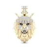 Thumbnail Image 1 of Previously Owned Men's Black & White Diamond Lion Crown Pendant 1/2 ct tw Round-cut 10K Yellow Gold