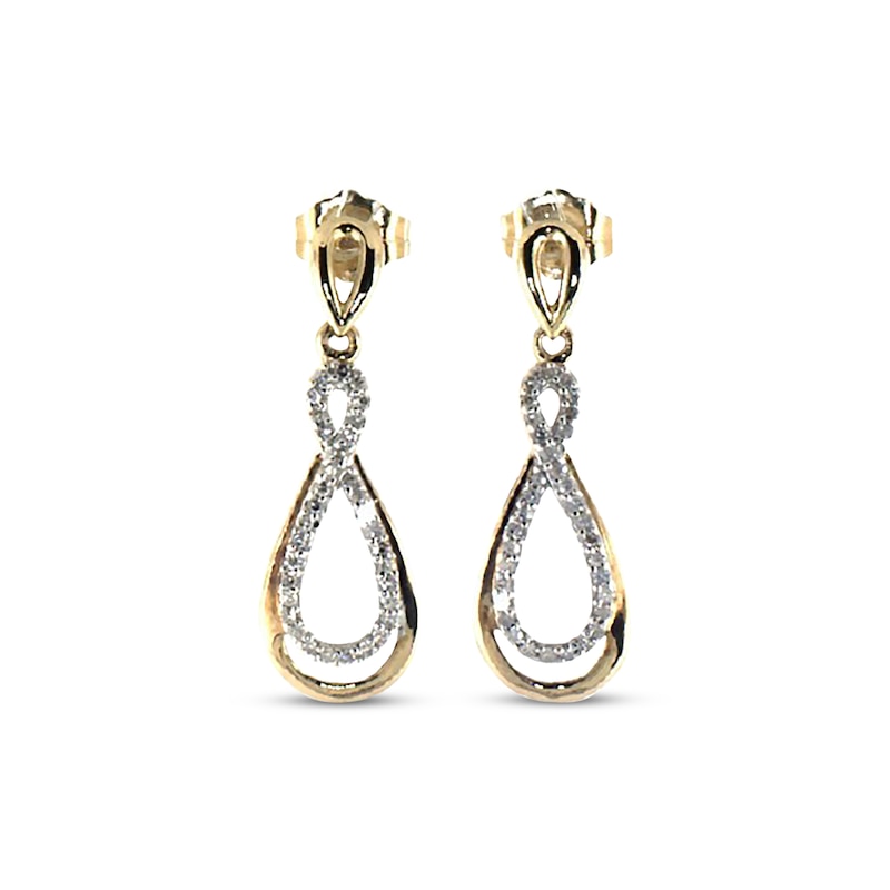 Previously Owned Diamond Infinity Dangle Earrings 1/5 ct tw 10K Yellow Gold