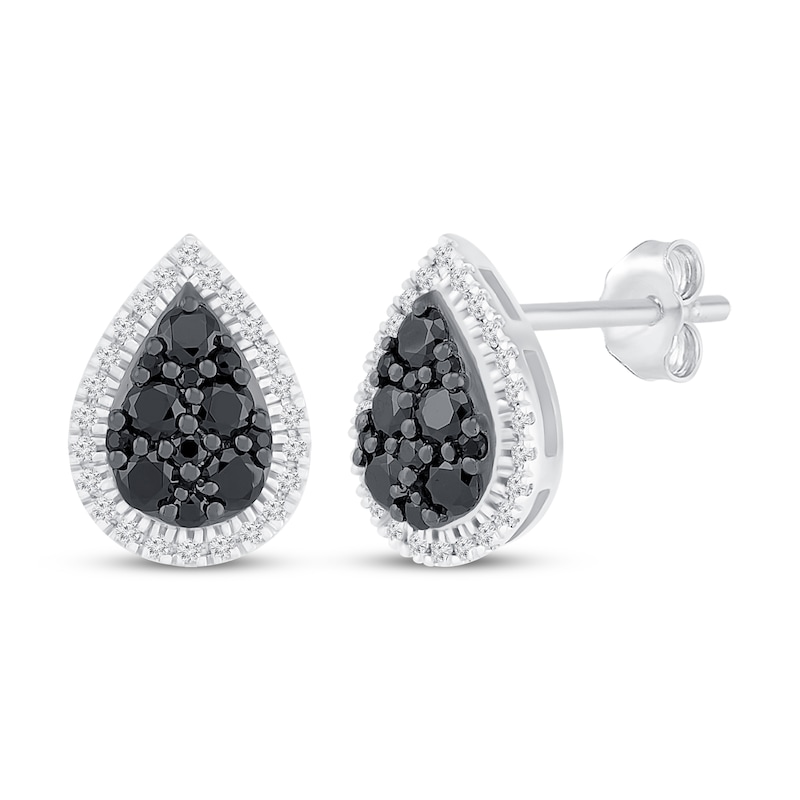 Previously Owned Black & White Diamond Stud Earrings 5/8 ct tw Sterling Silver