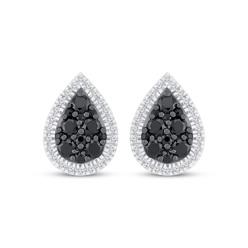 Previously Owned Black & White Diamond Stud Earrings 5/8 ct tw Sterling Silver