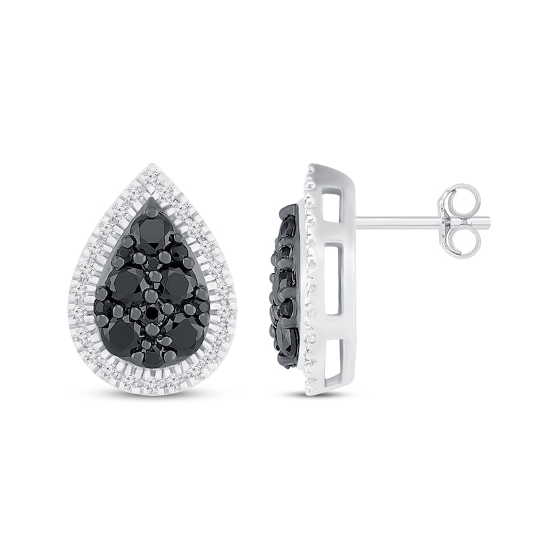 Previously Owned Black & White Diamond Stud Earrings 5/8 ct tw Sterling Silver