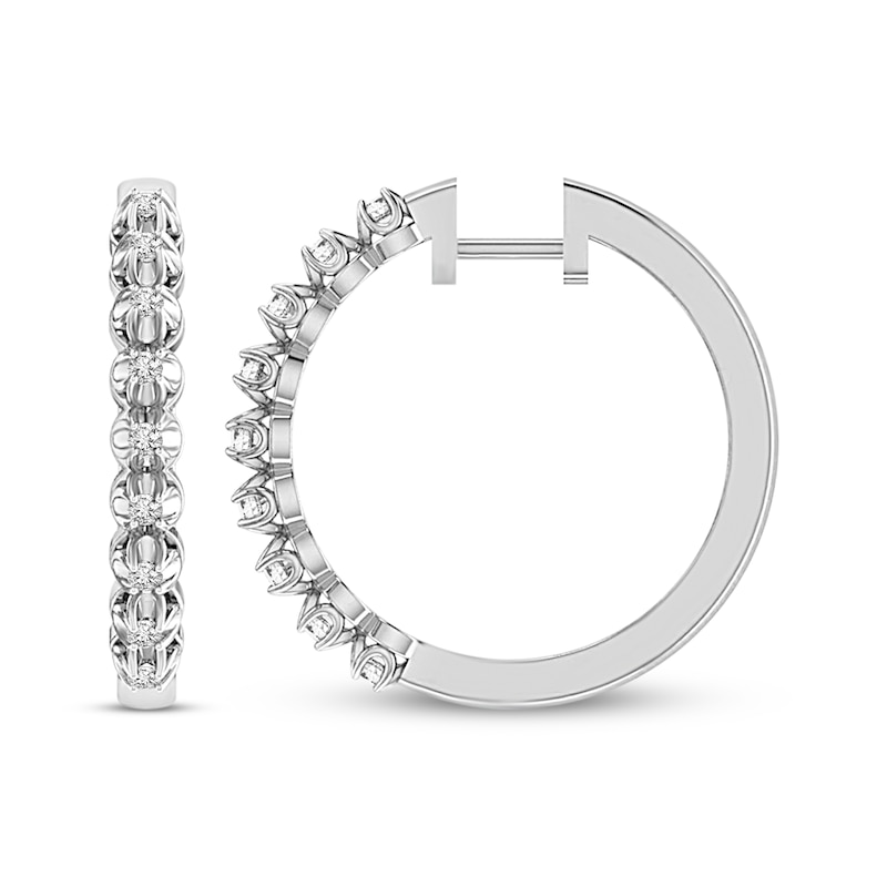 Main Image 3 of Previously Owned Diamond Hoop Earrings 1/4 ct tw 10K White Gold