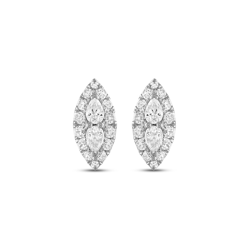 Main Image 2 of Previously Owned Forever Connected Diamond Stud Earrings 3/8 ct tw Pear & Round-cut 10K White Gold