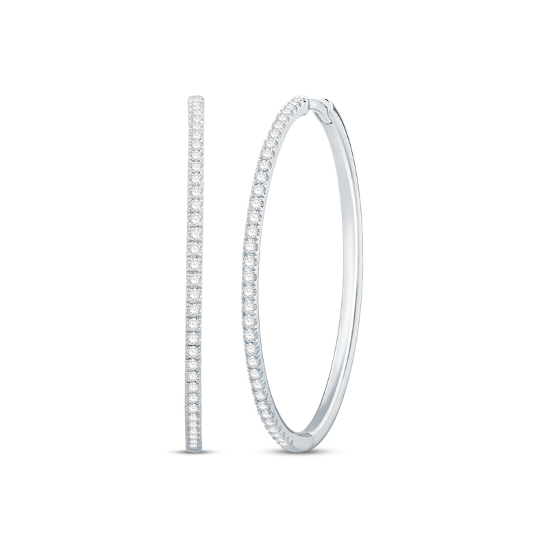 Main Image 1 of Previously Owned Diamond Hoop Earrings 1/2 ct tw Round-cut 10K White Gold