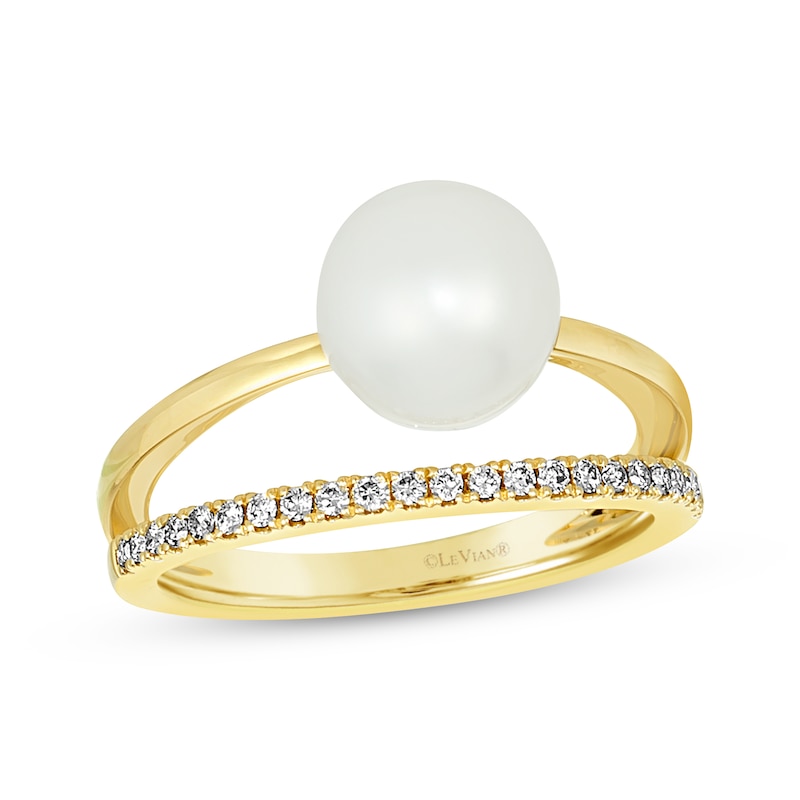 Main Image 1 of Previously Owned Le Vian Cultured Pearl Ring 1/6 ct tw Diamonds 14K Honey Gold