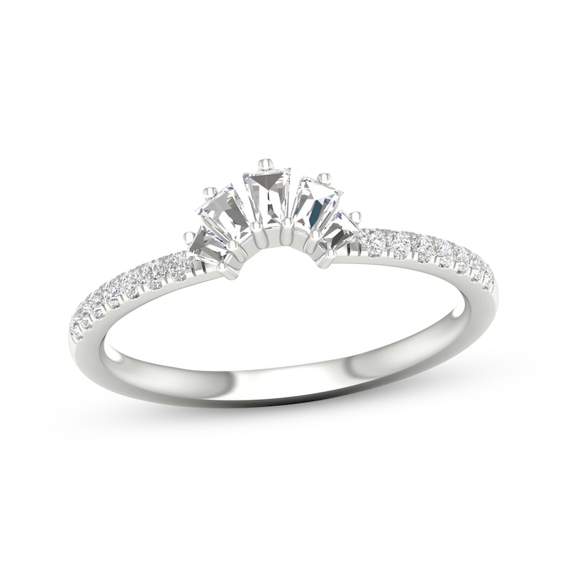 Previously Owned Diamond Contour Anniversary Ring 1/4 ct tw Baguette & Round-cut 14K White Gold