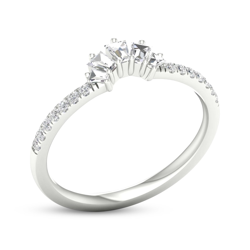 Previously Owned Diamond Contour Anniversary Ring 1/4 ct tw Baguette & Round-cut 14K White Gold