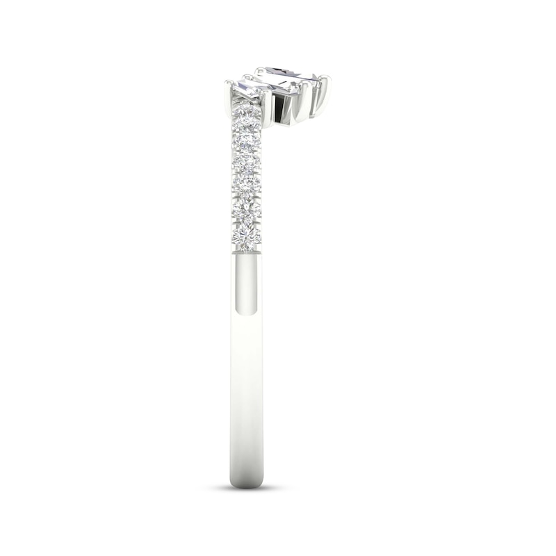 Previously Owned Diamond Contour Anniversary Ring 1/4 ct tw Baguette & Round-cut 14K White Gold