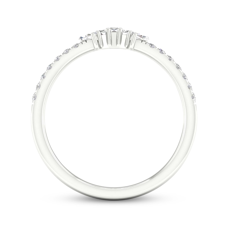 Previously Owned Diamond Contour Anniversary Ring 1/4 ct tw Baguette & Round-cut 14K White Gold