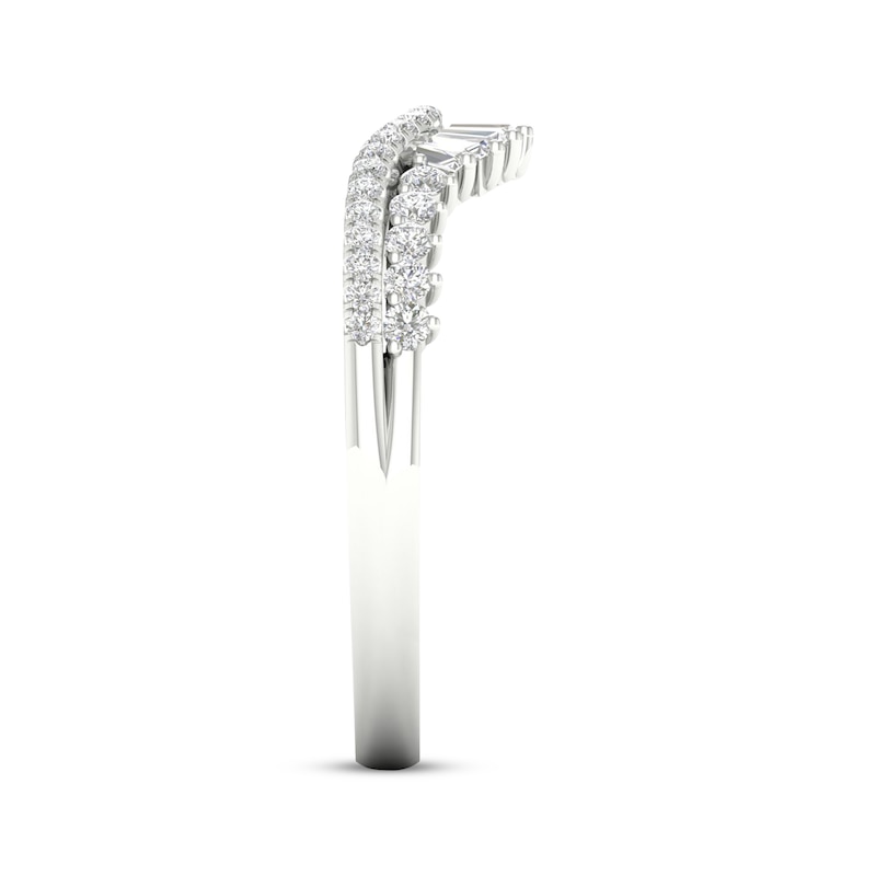 Main Image 3 of Previously Owned Diamond Contour Anniversary Ring 1/3 ct tw Baguette & Round-cut 14K White Gold
